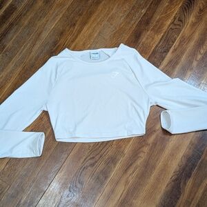 Gymshark Women's White Crop Top Long Sleeve Gym Athletic Performance Shirt Small